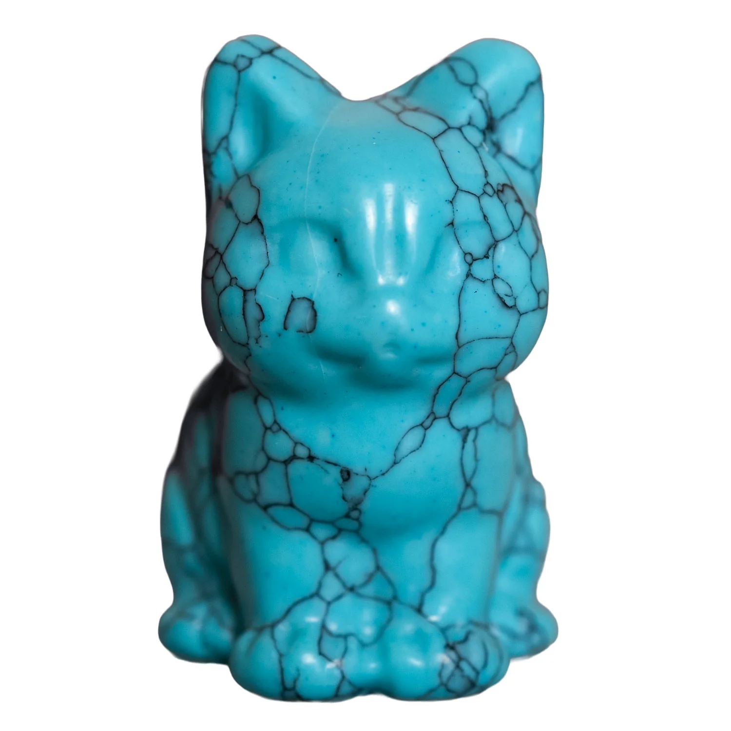 1.5" Howlite Turquoise Cat Gemstone Carving