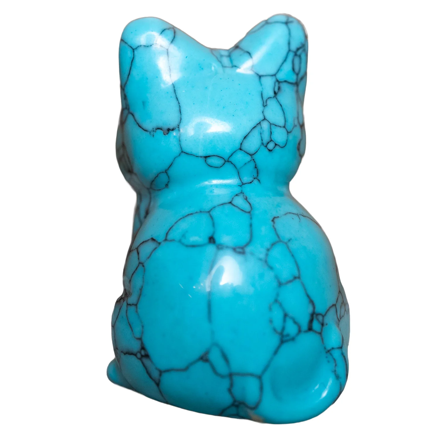 1.5" Howlite Turquoise Cat Gemstone Carving - Image 2