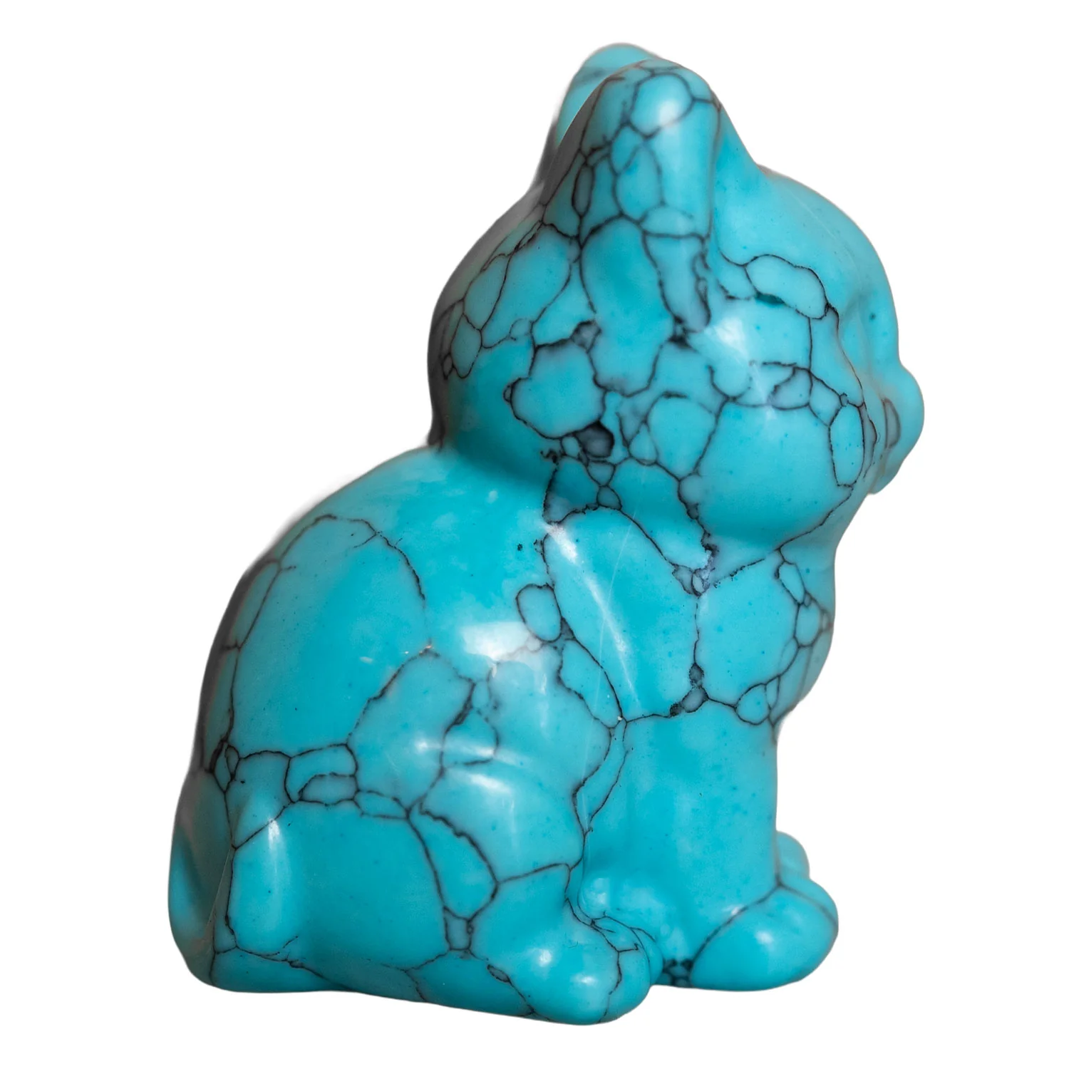 1.5" Howlite Turquoise Cat Gemstone Carving - Image 3
