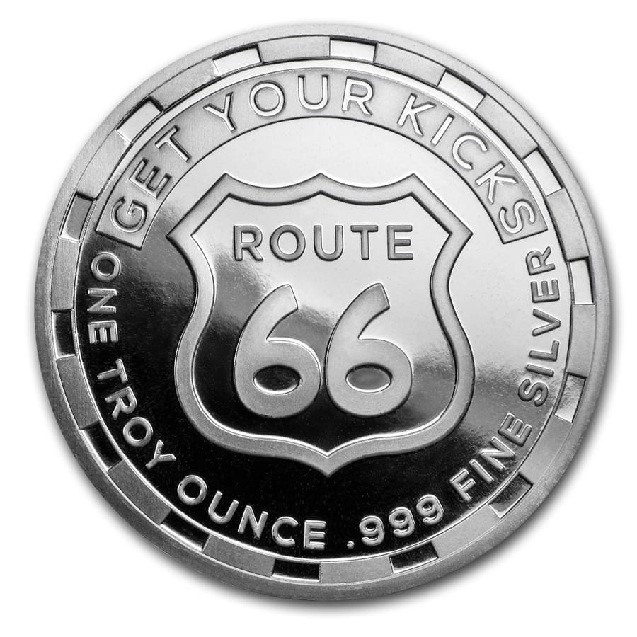 1 Unze Silbermünze Round - Get Your Kicks on Route 66