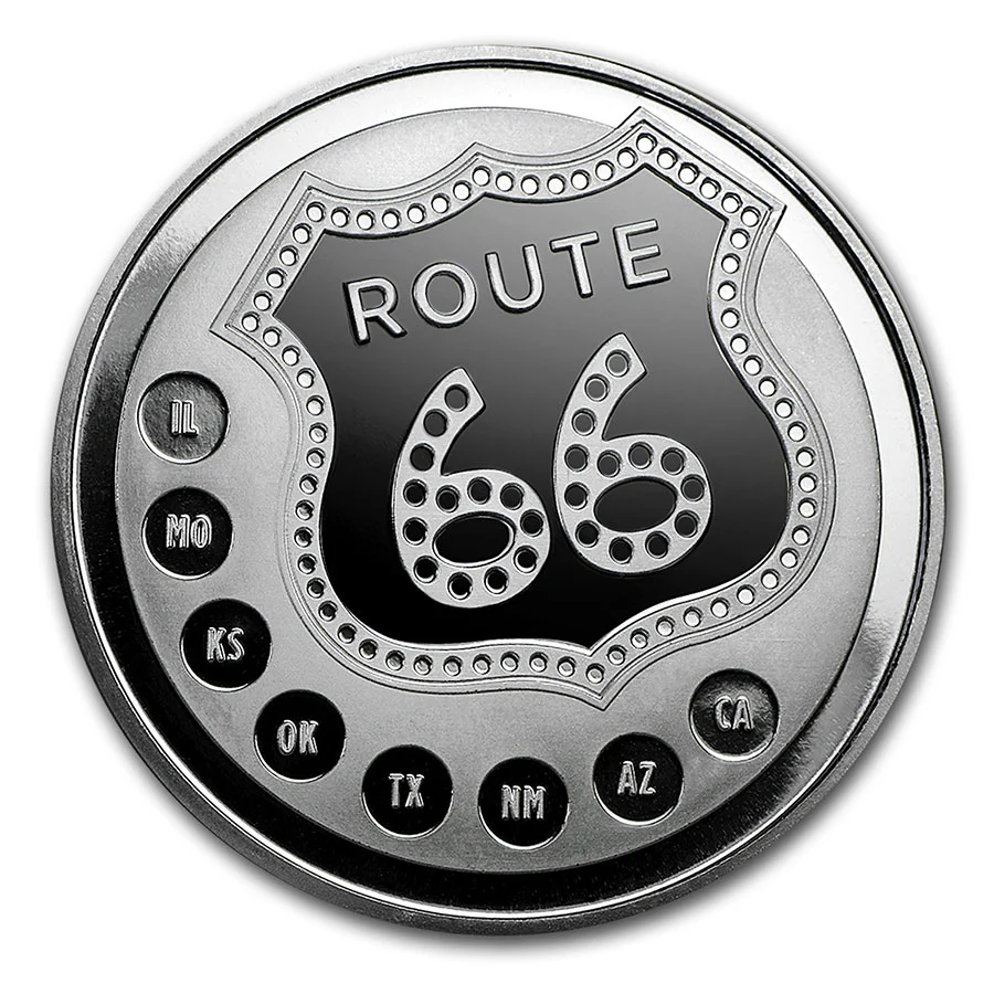 1 Unze Silbermünze Round - Get Your Kicks on Route 66 - Image 2
