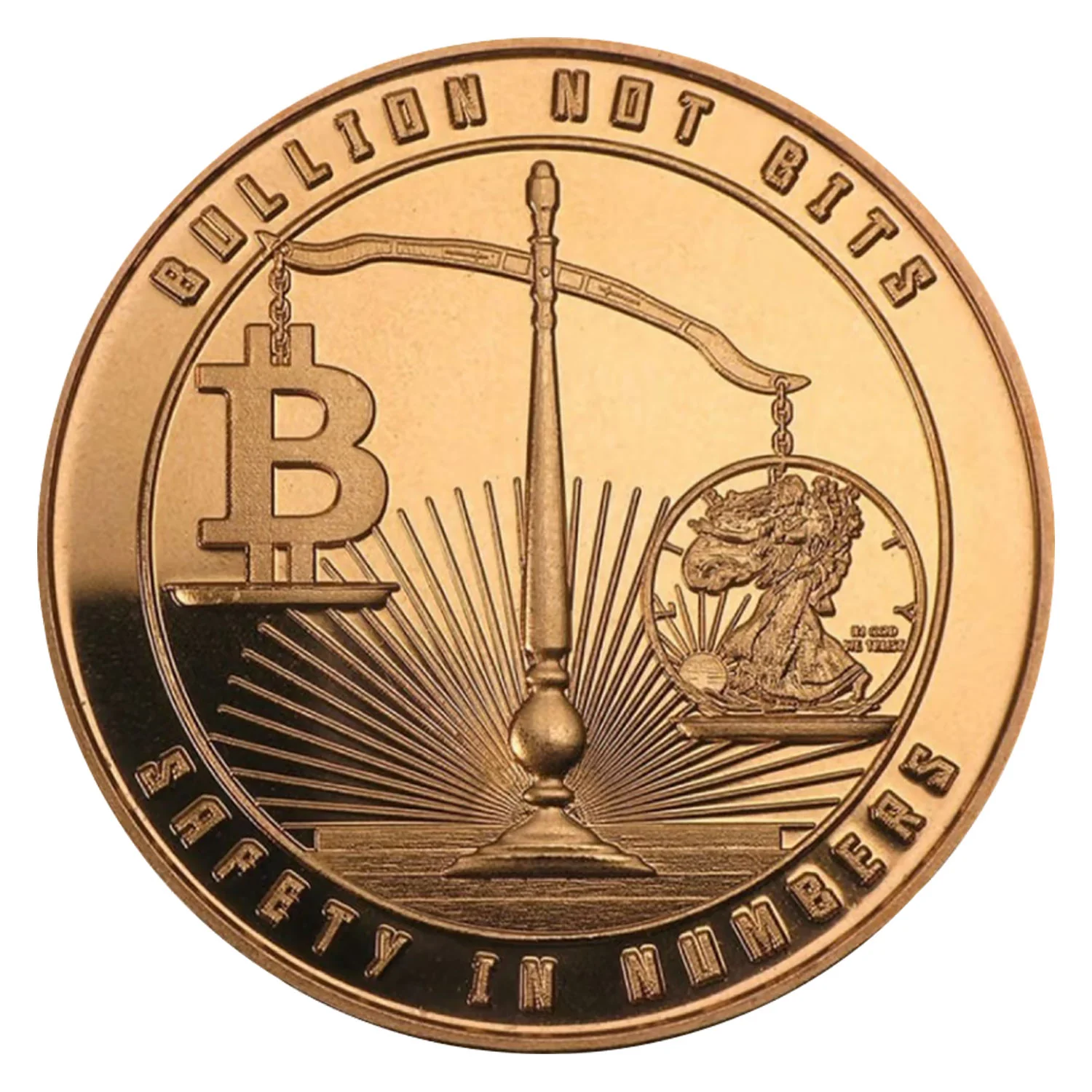 1 Unze Kupfermünze Bitcoin Waage