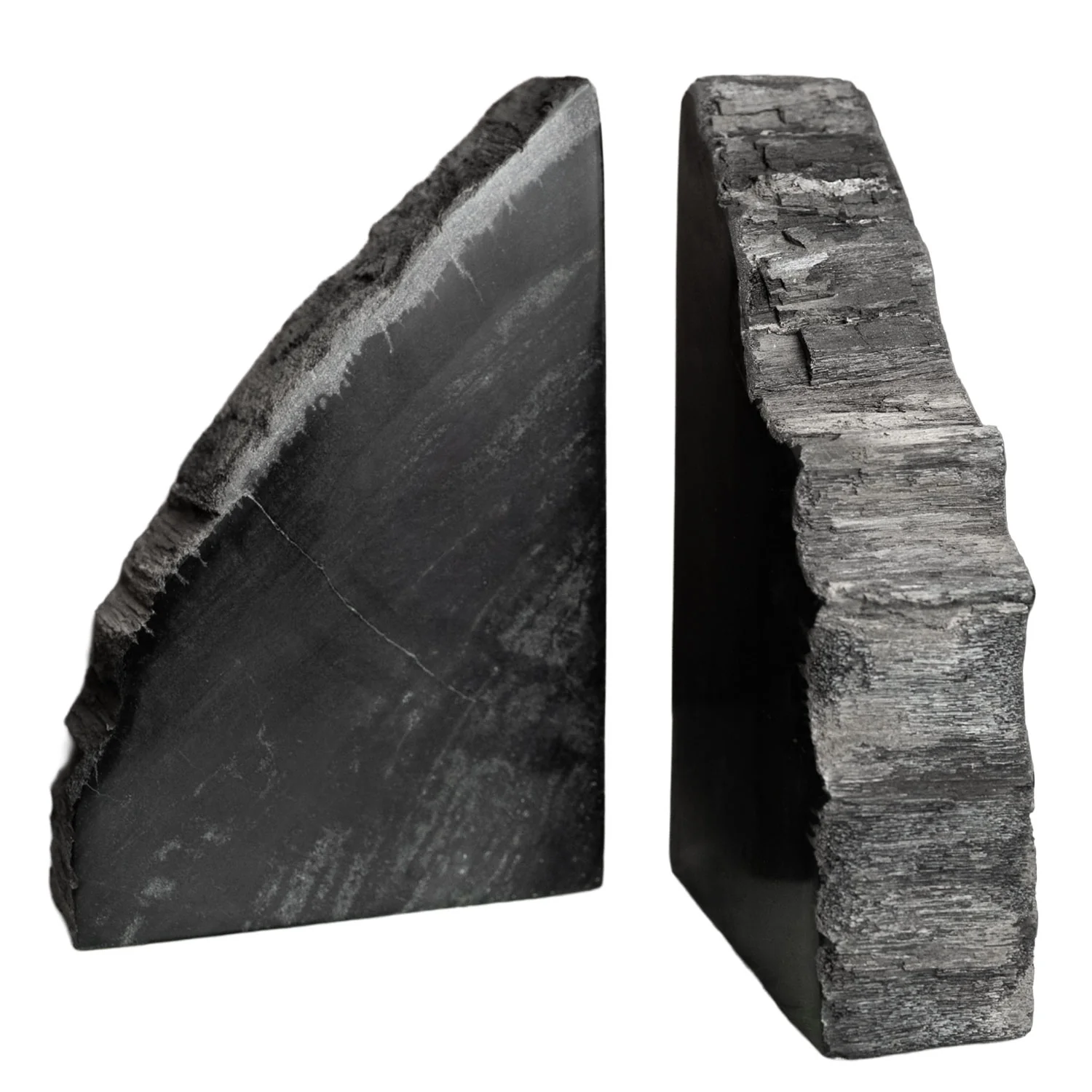 10" Black Petrified Wood Bookend Pair - Image 2