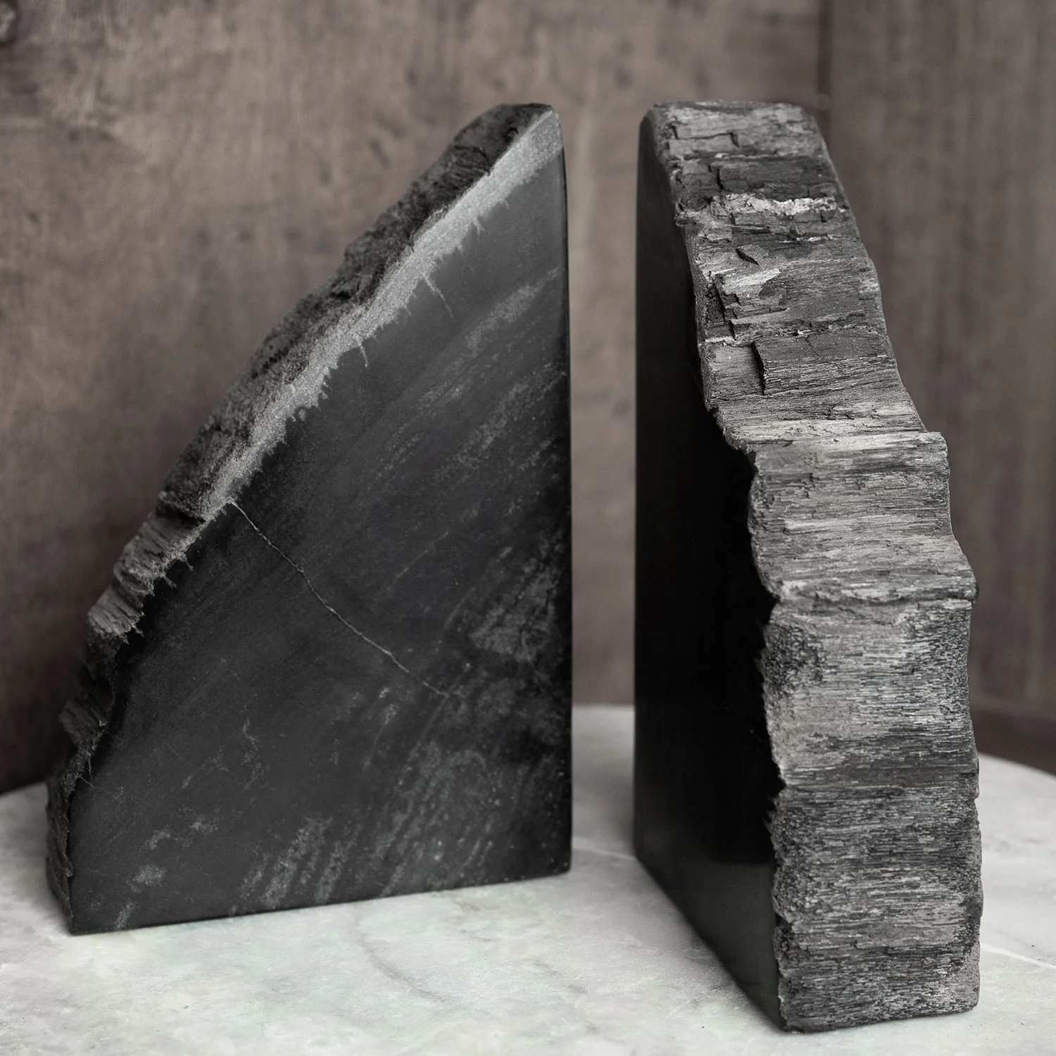 10" Black Petrified Wood Bookend Pair - Image 4