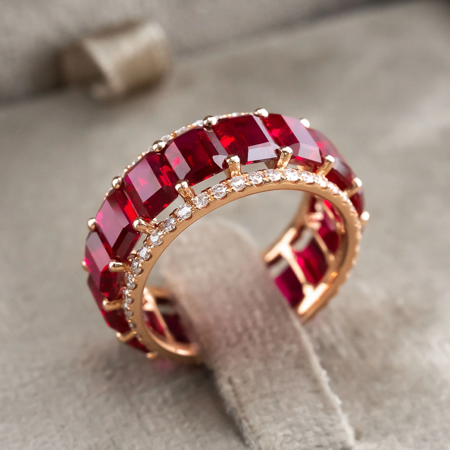 14K Gold Eternity Ring with 8.595ct Rubies and 0.574ct Diamonds