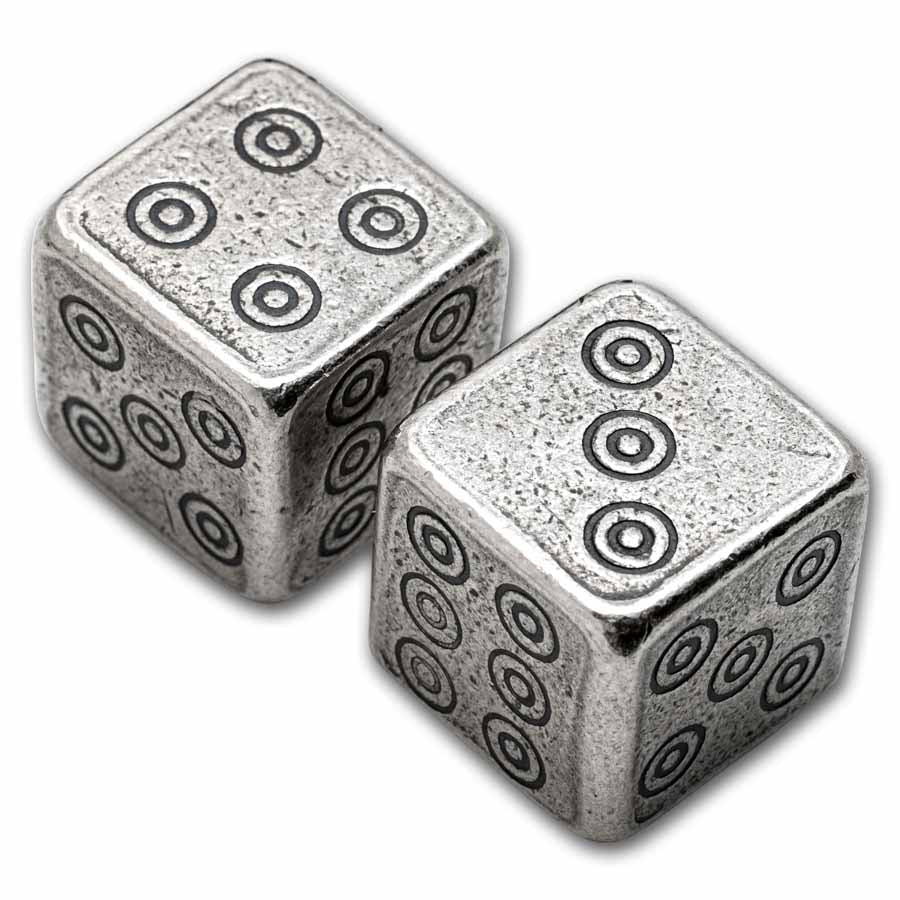 2.5 Unzen Silber Gaming Dice w/ Wooden Box - Image 2