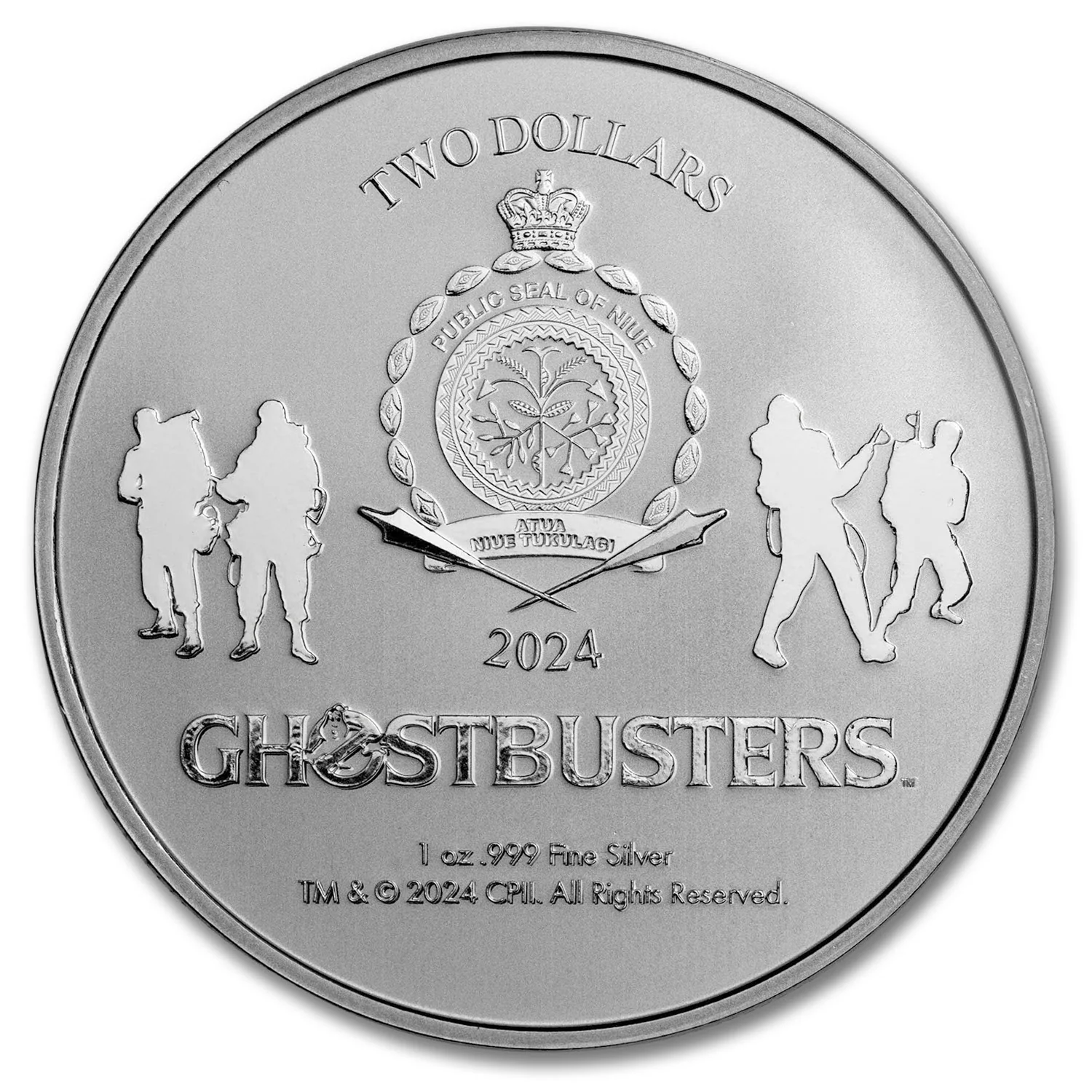 1 Unze Silbermünze Niue $2 Ghostbusters No Ghost Logo BU Coin 2024 - Image 2