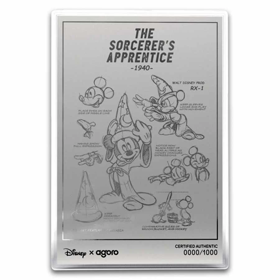 1 Unze Silber + 5g Silber Niue $2 Disney Fantasia Mickey Collectibles 2025 - Image 3