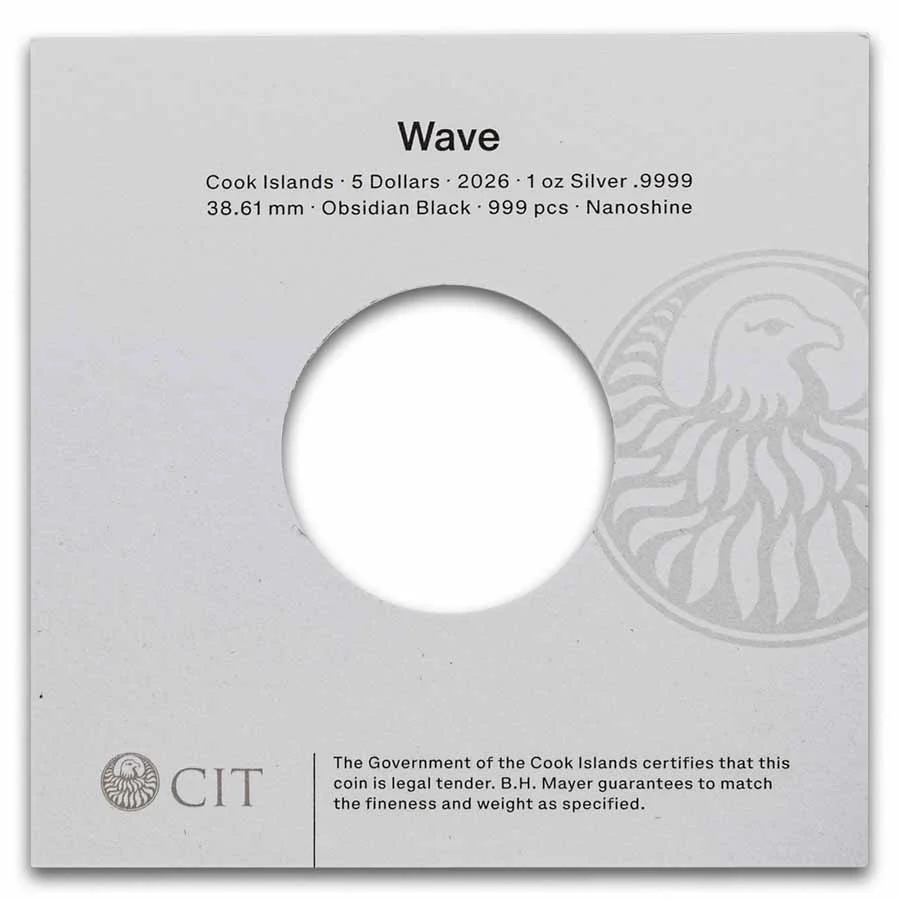 1 Unze Silbermünze Cook Islands Obsidian Black Wave (w/ Box & COA) 2026 - Image 5
