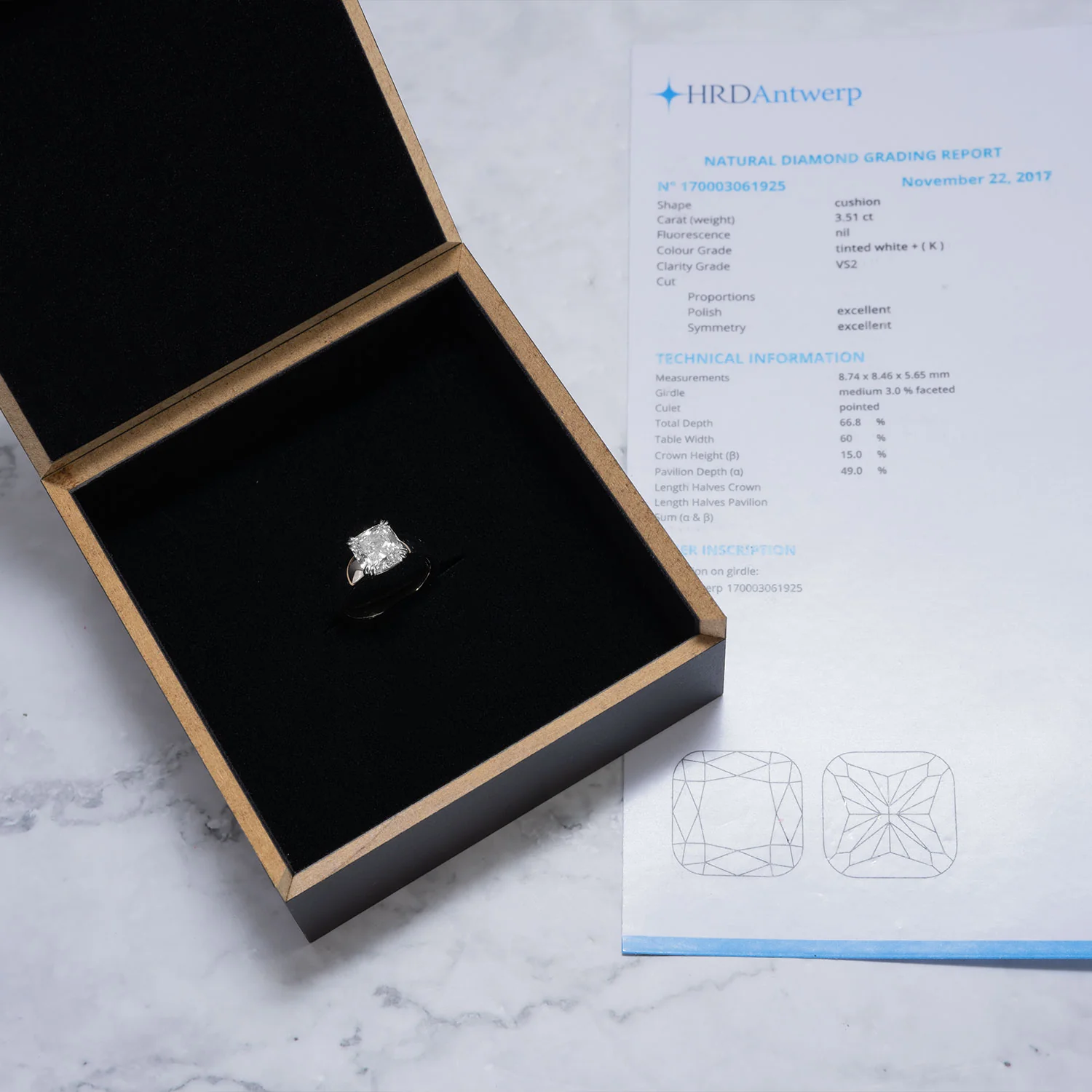 3.51ct Diamond Whitegold Ring + VVS2 - Image 5