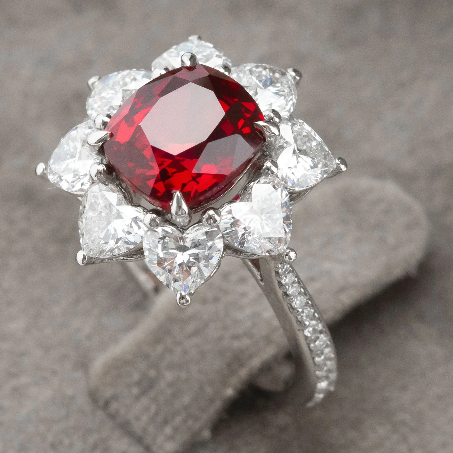 950 Platinum Diamond Ring with 3.373ct Ruby Center Stone and 2.994ct Side Diamonds - Image 2