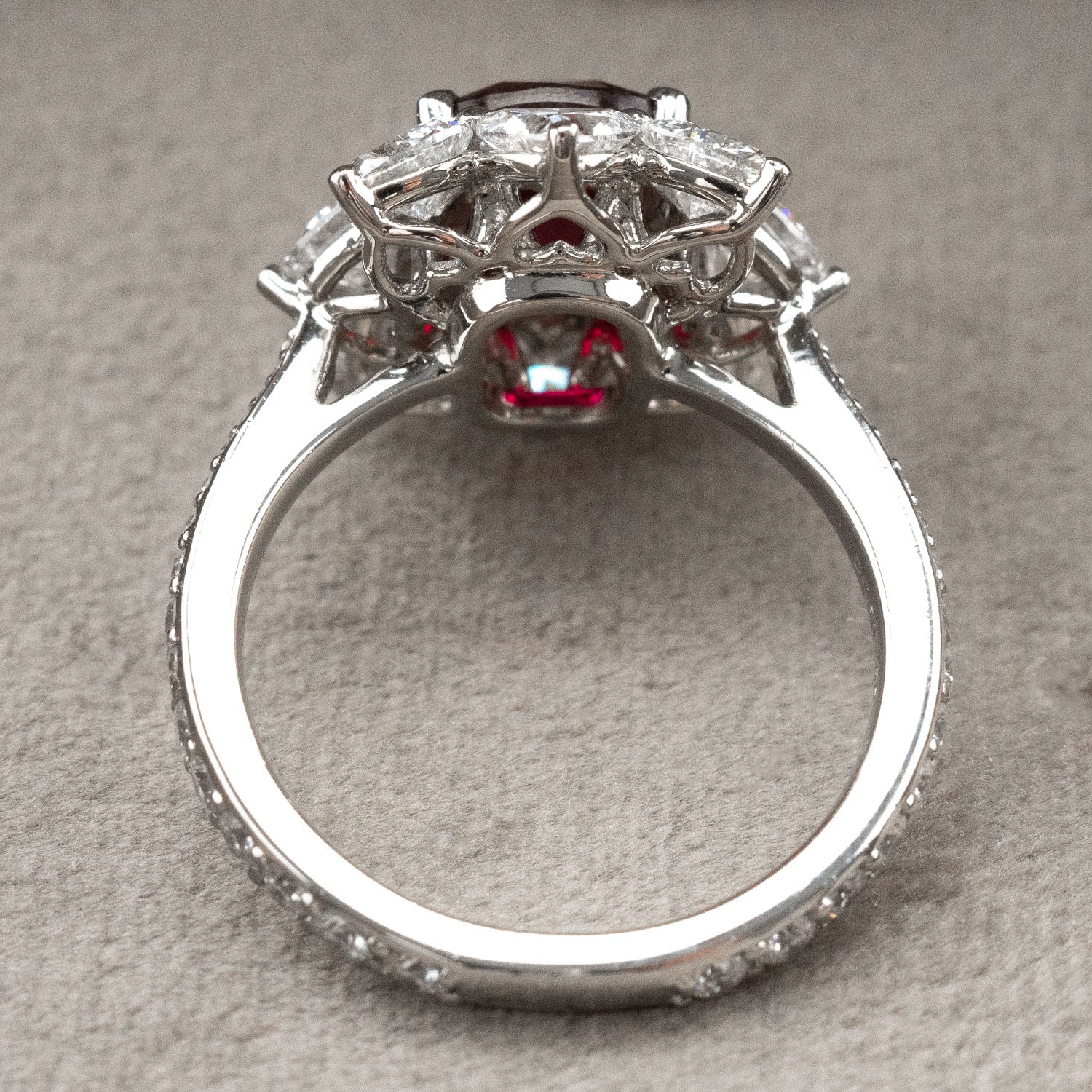 950 Platinum Diamond Ring with 3.373ct Ruby Center Stone and 2.994ct Side Diamonds - Image 7