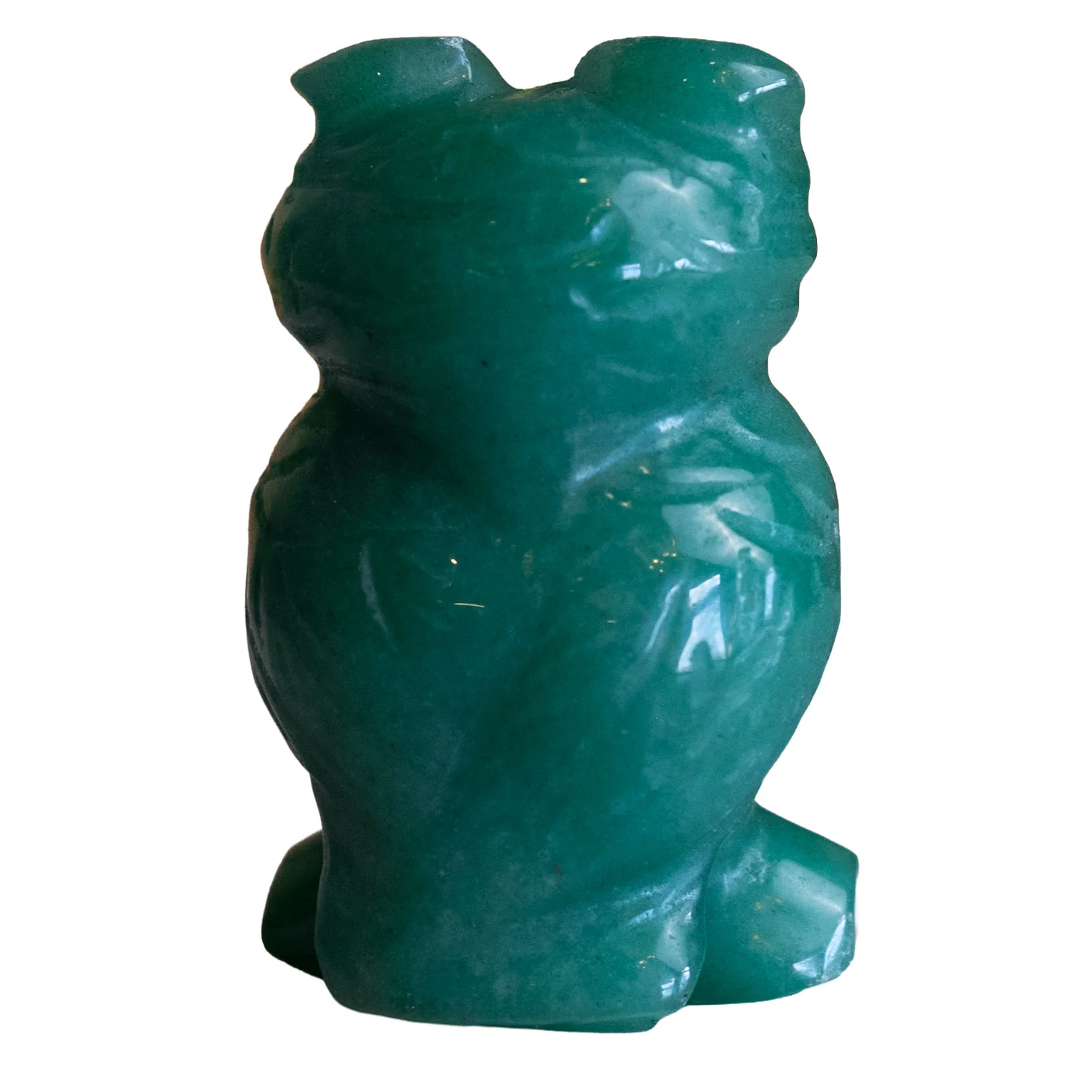Aventurine Owl 2" Gemstone Carving - Image 2