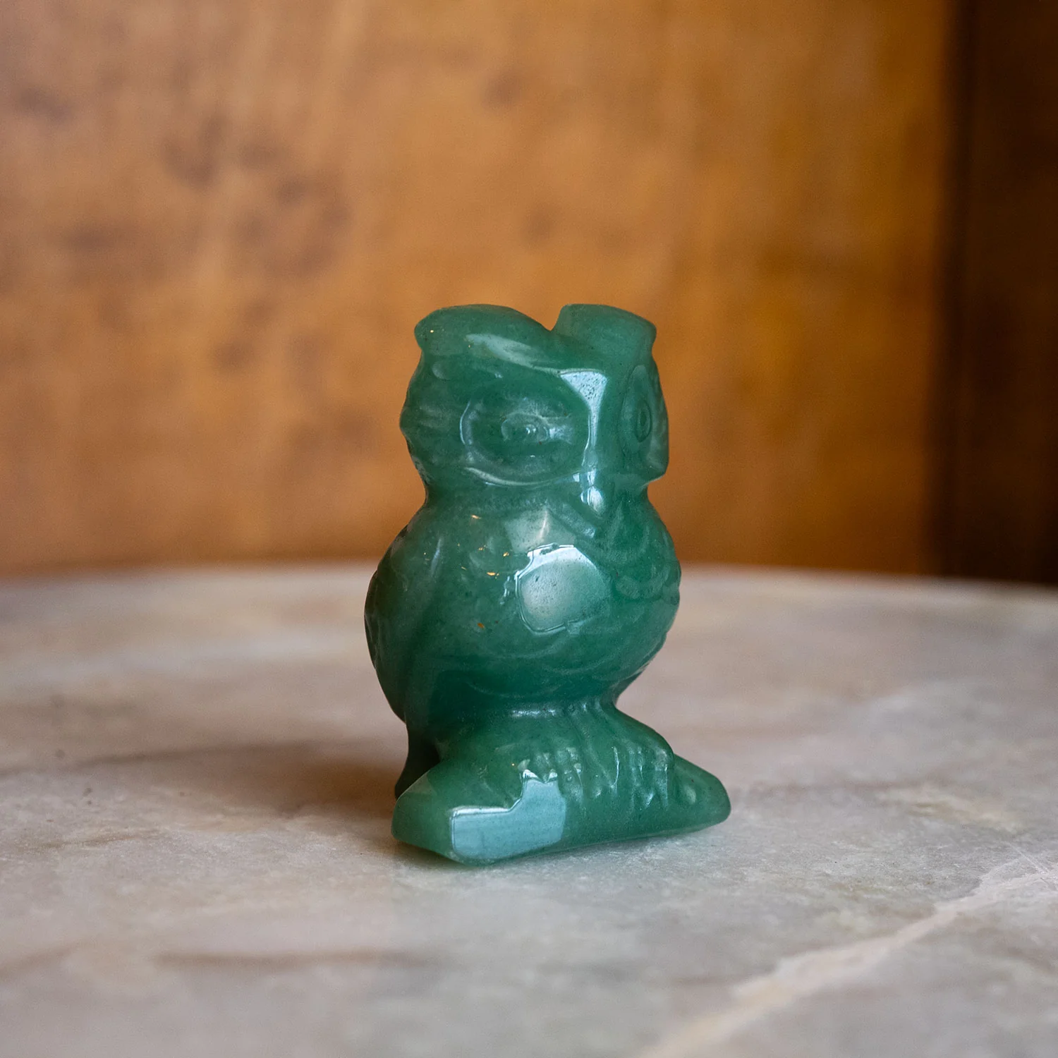 Aventurine Owl 2" Gemstone Carving - Image 4