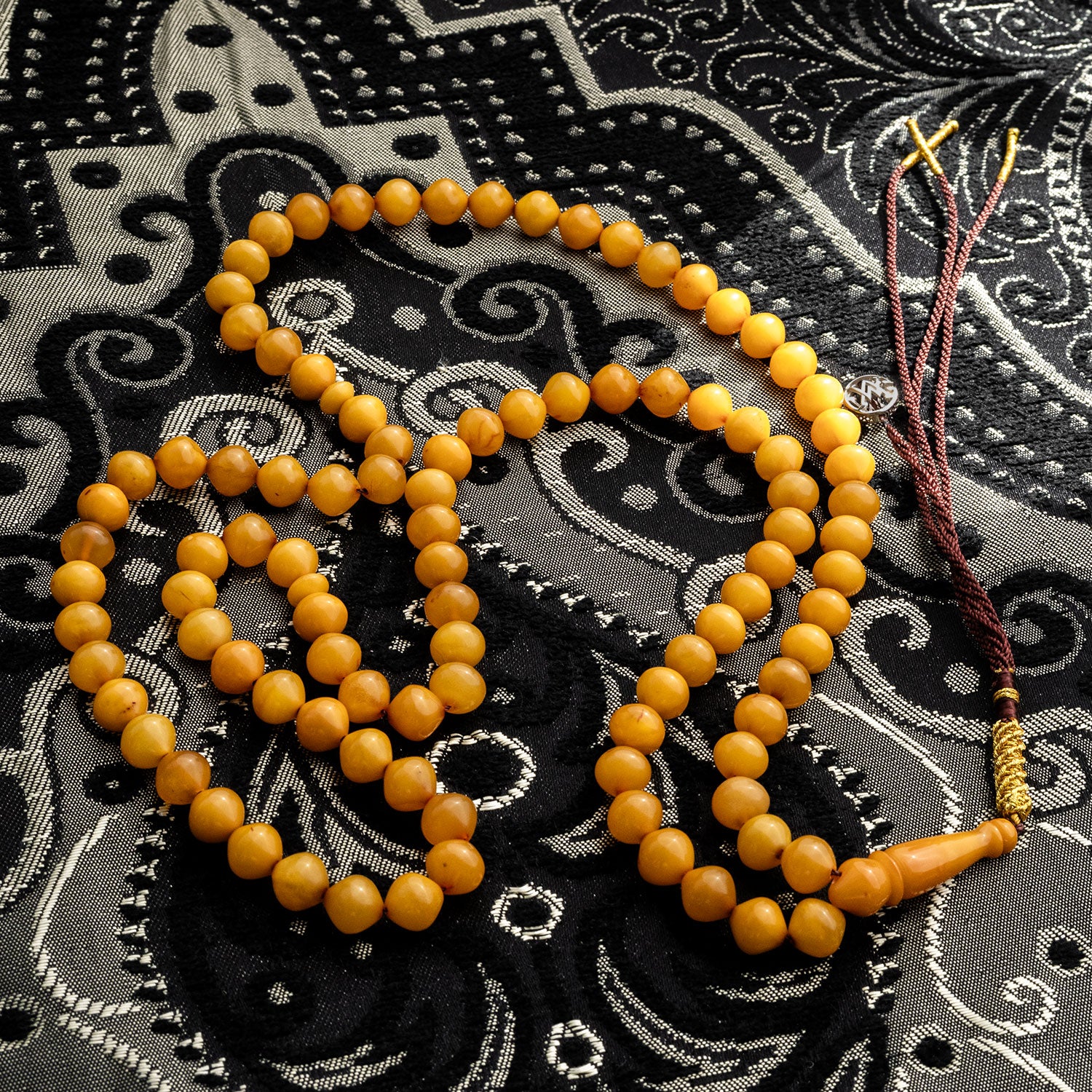 Erhitzte Bernstein Gebetskette 99 Kugeln - Amber & 925er Silber