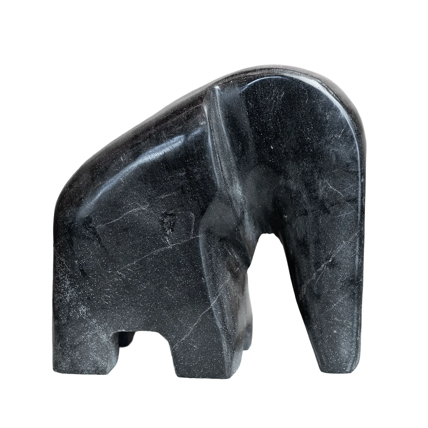 Black Petrified Wood Elephant 5"