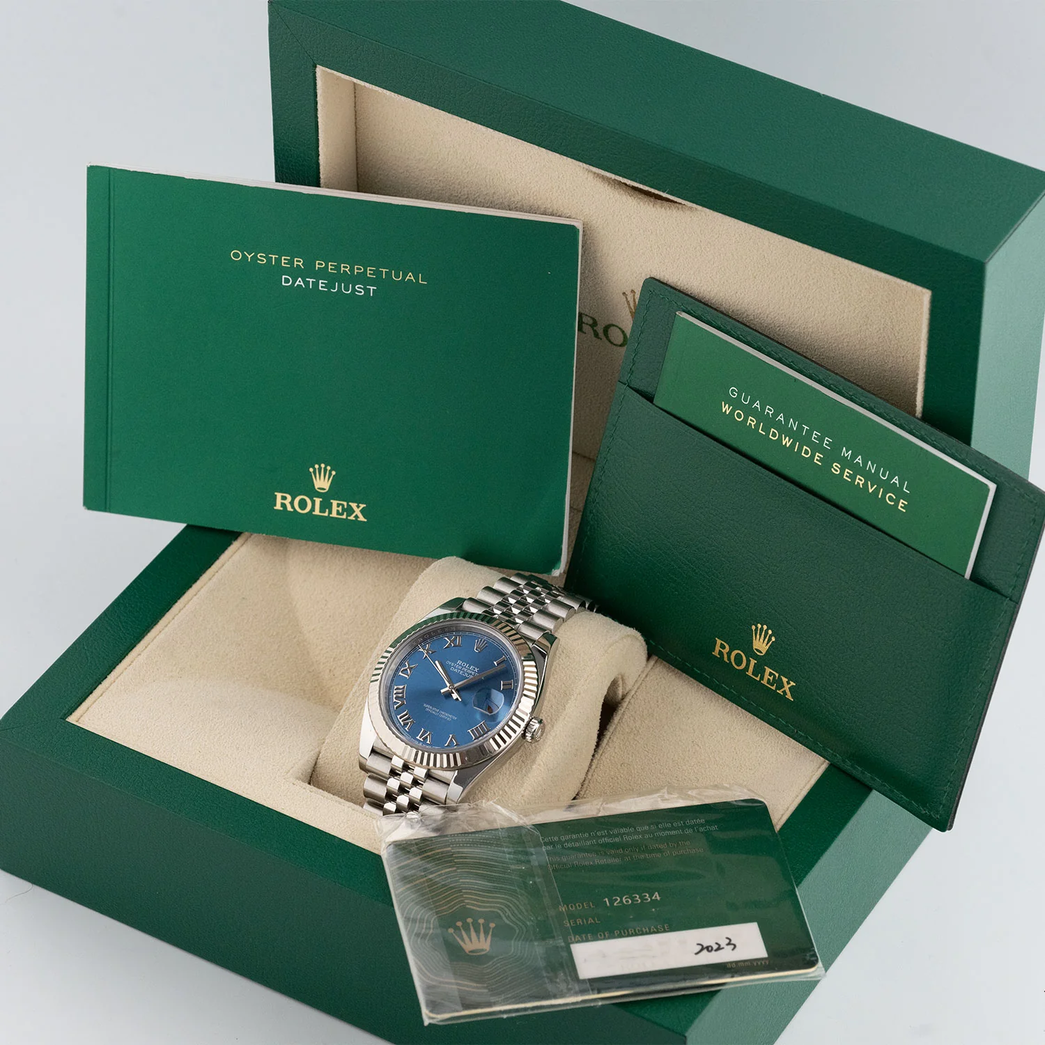 Datejust 41mm Azzurro Dial Full Sticker Full Set 2025 Jubilee  - 126334 - Image 6