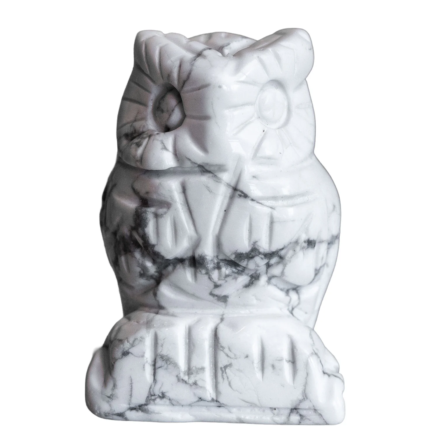 Howlite Owl 2" Natural Gemstone Carving