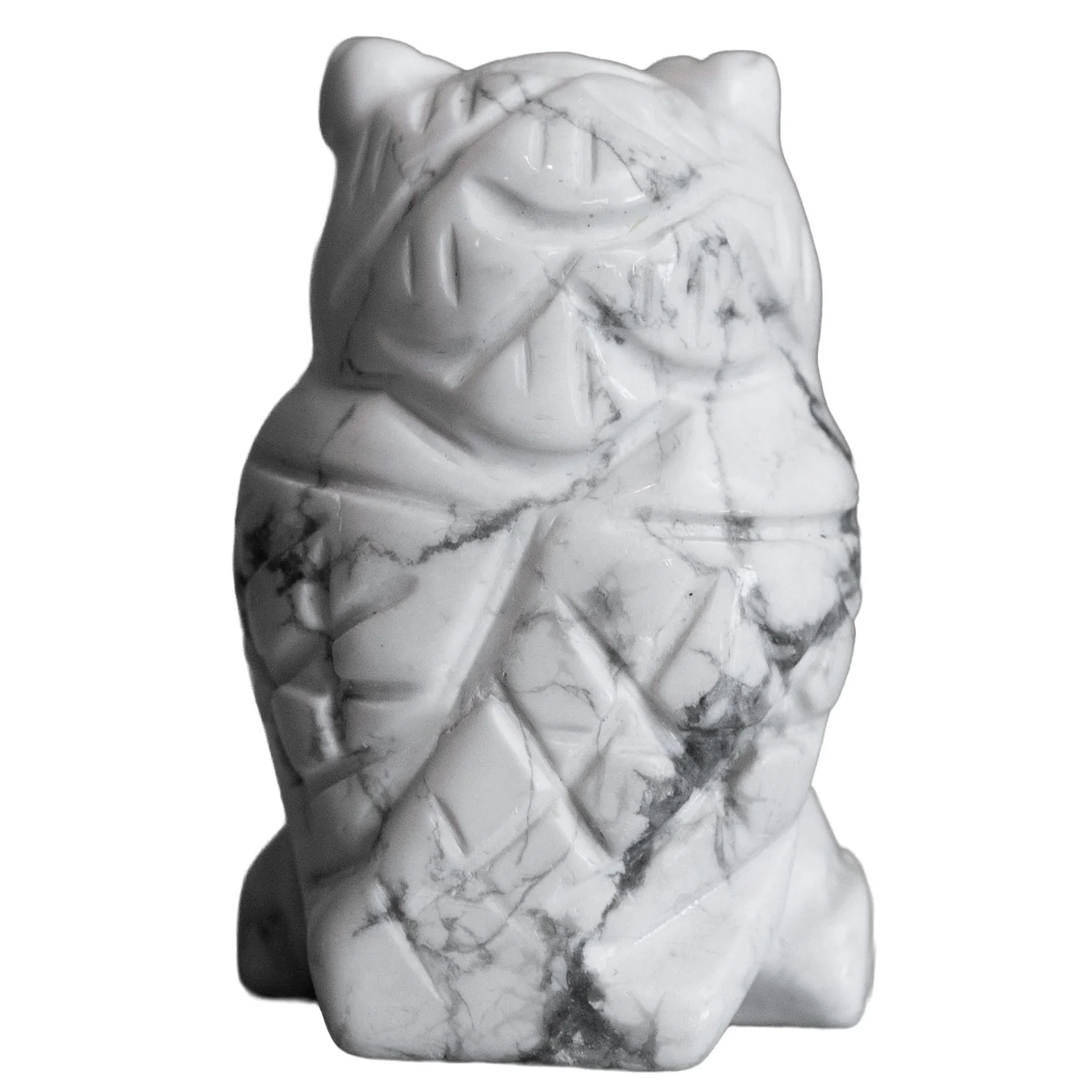 Howlite Owl 2" Natural Gemstone Carving - Image 2