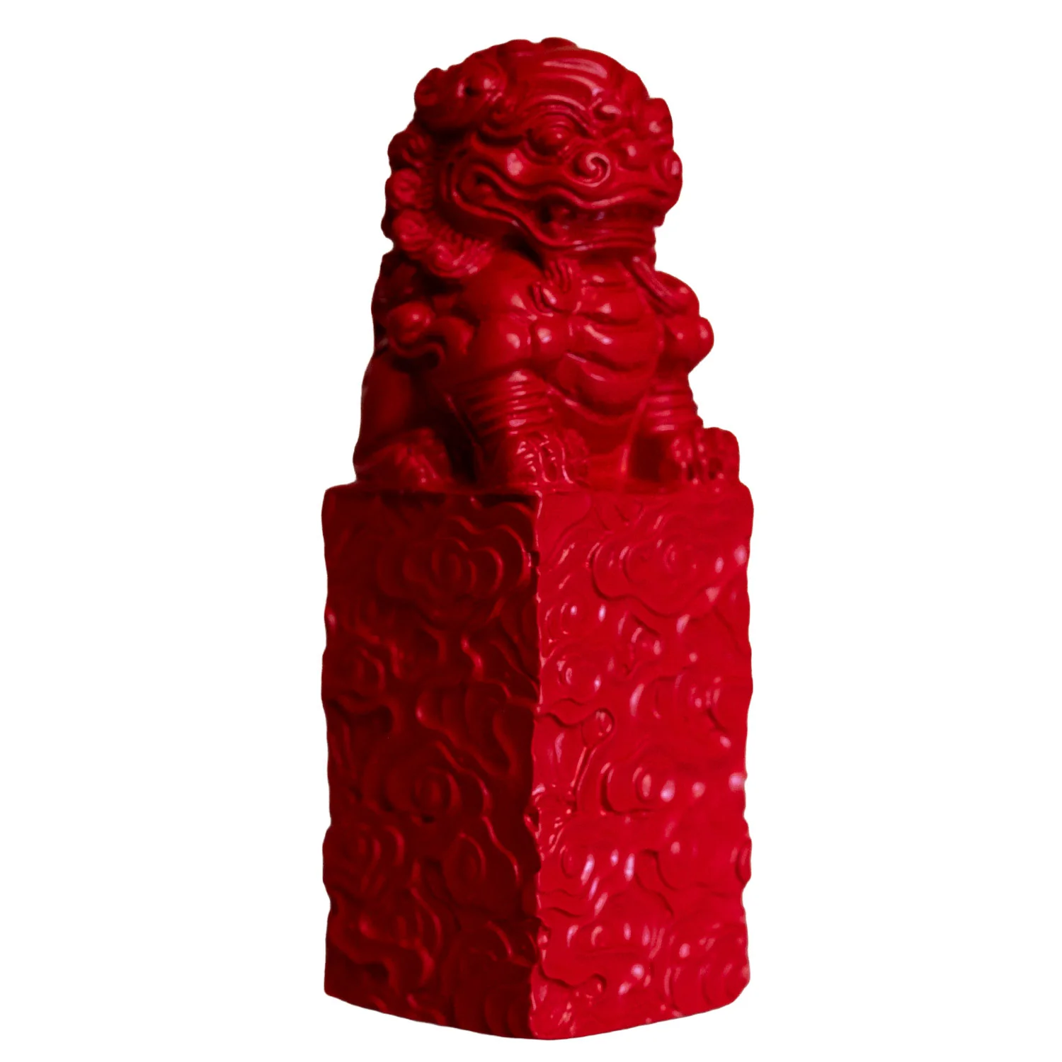 Lion Sienet Cinnabar Carving
