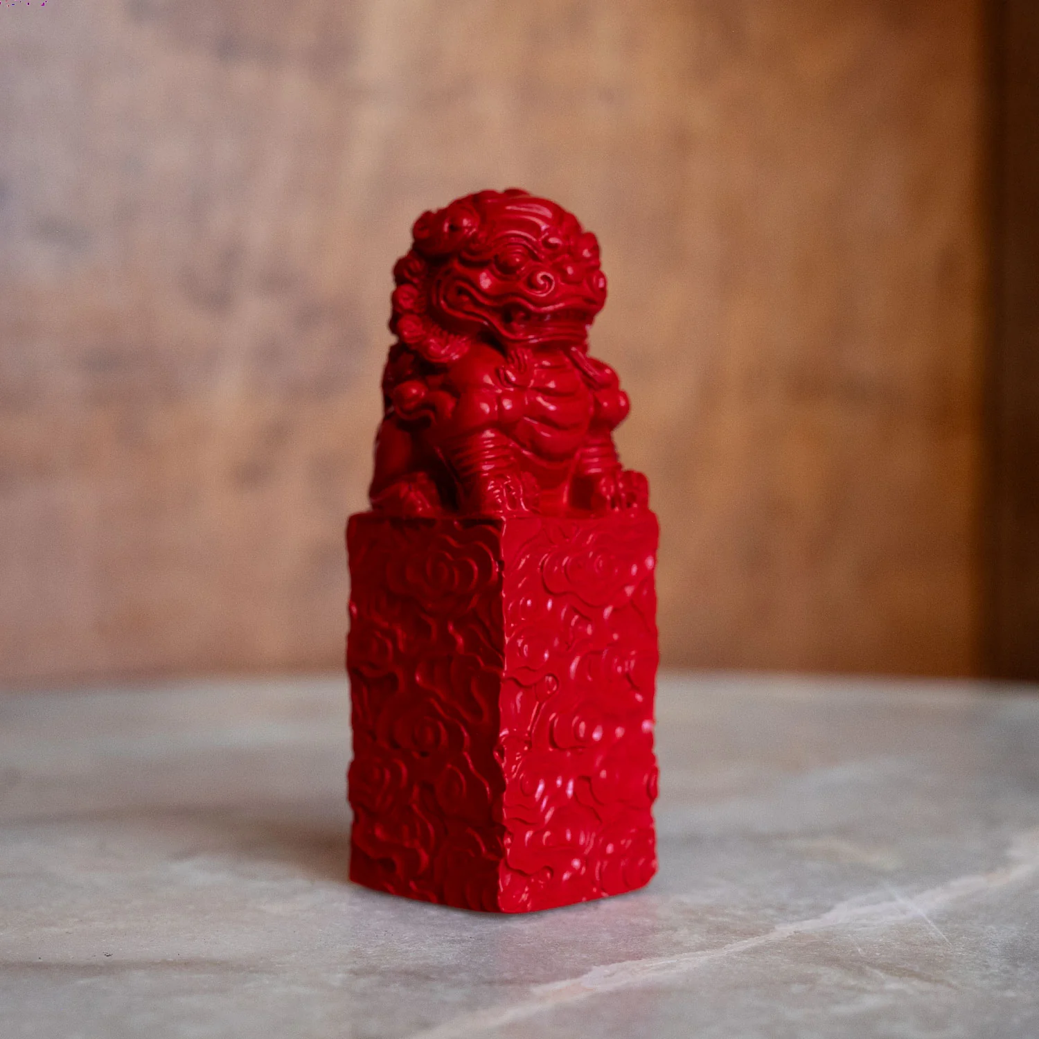 Lion Sienet Cinnabar Carving - Image 3