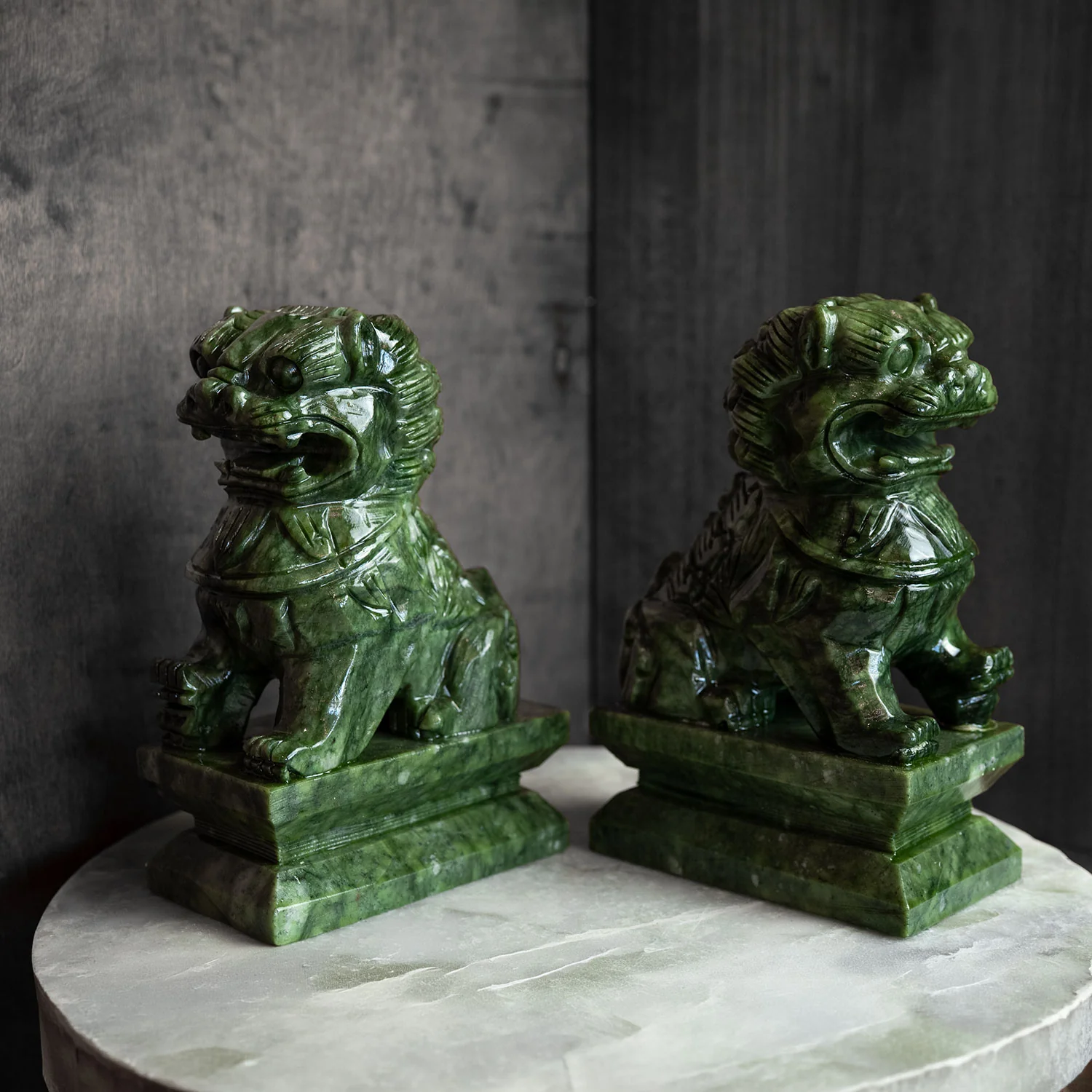 Protective Foo Dog Jade Carving Pair - A Symbol of Good Luck and Protection - Image 5