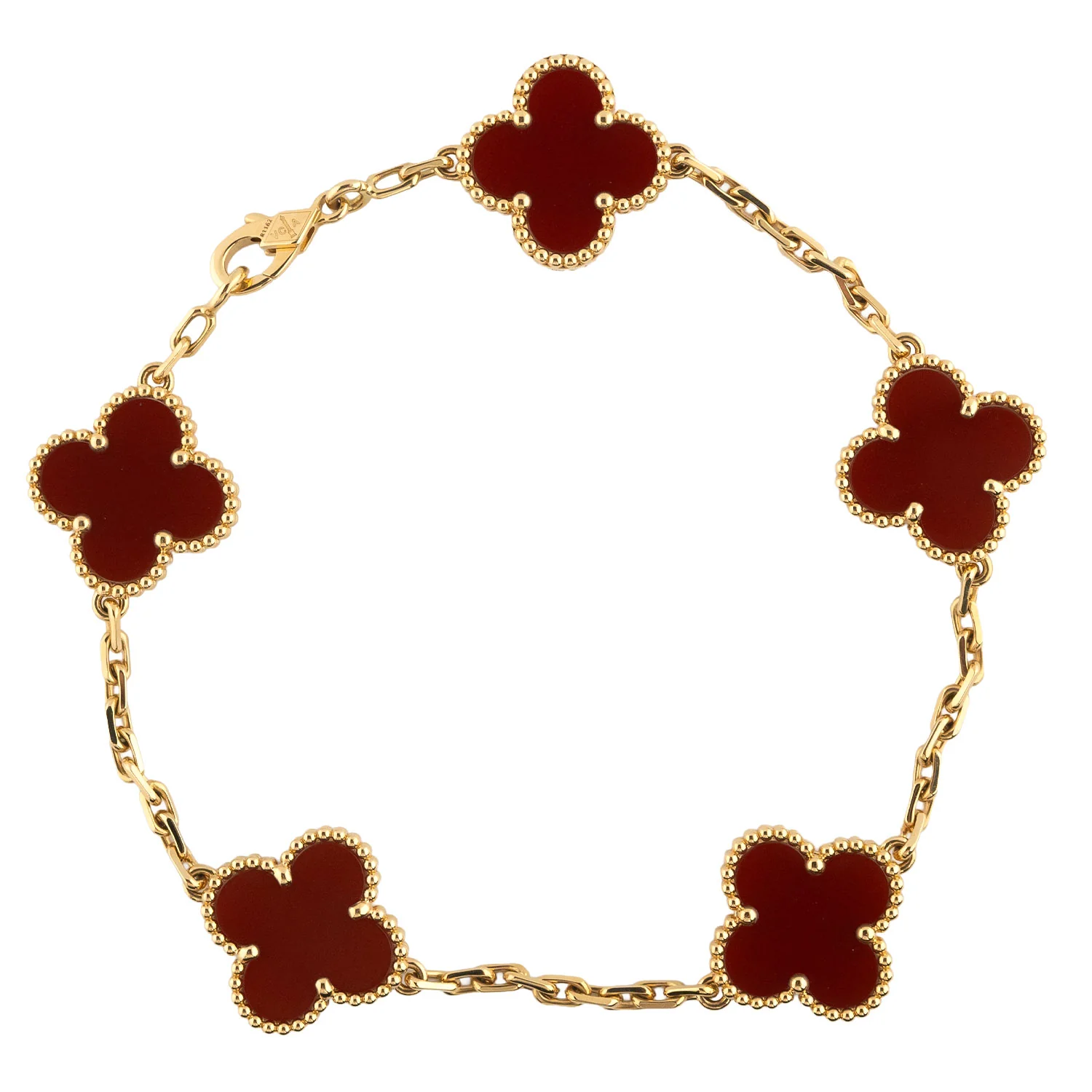 Vintage Alhambra 5 Motif Bracelet Carnelian