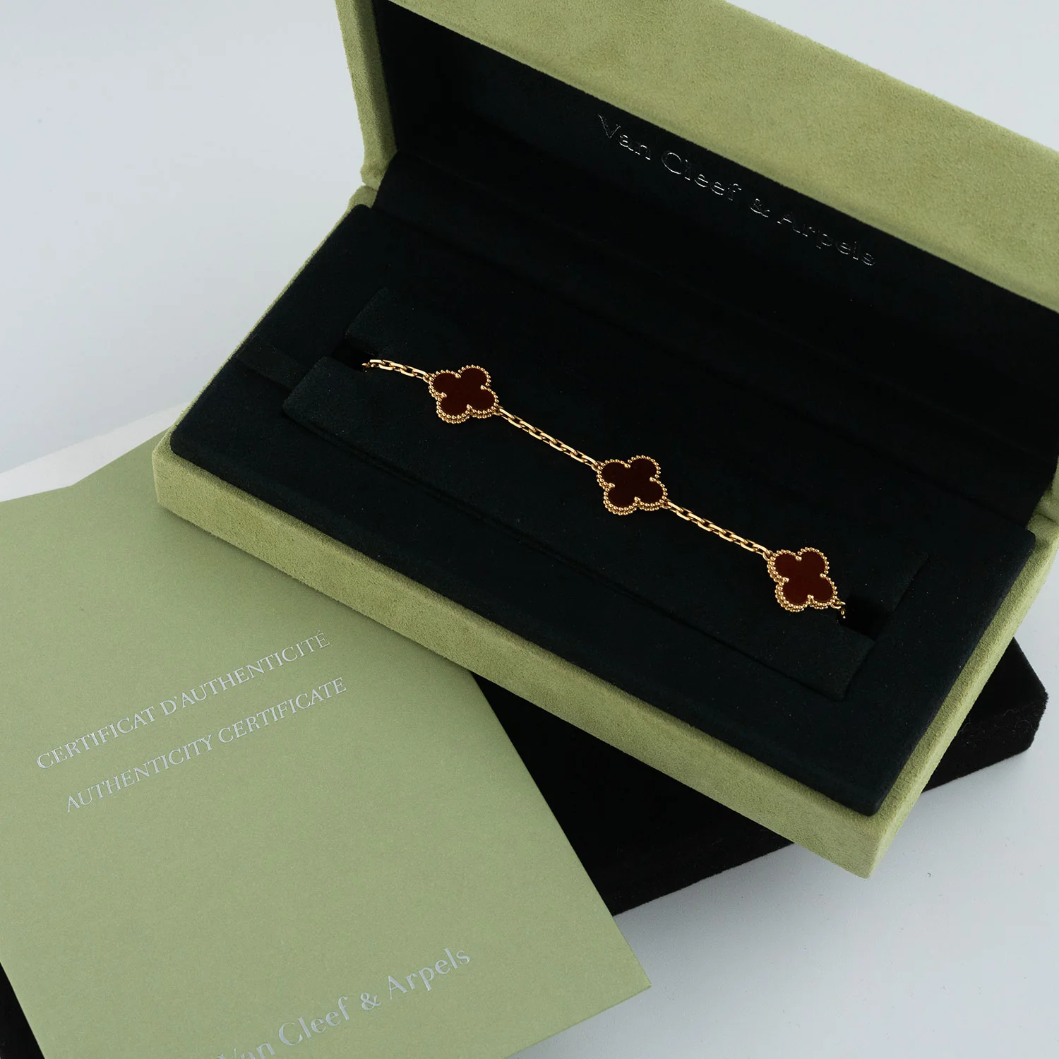 Vintage Alhambra 5 Motif Bracelet Carnelian - Image 6