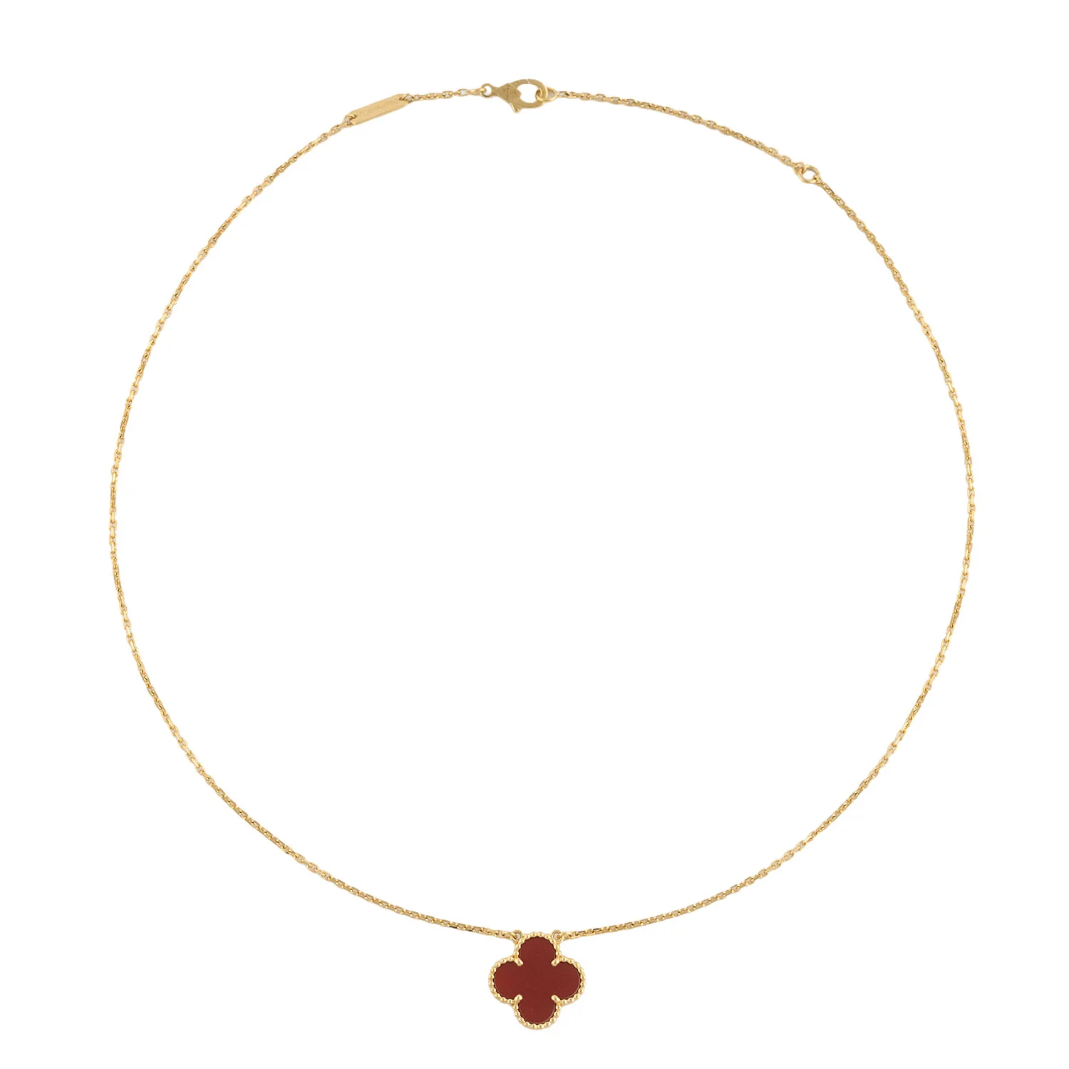 Vintage Alhambra Pendant Necklace Carnelian