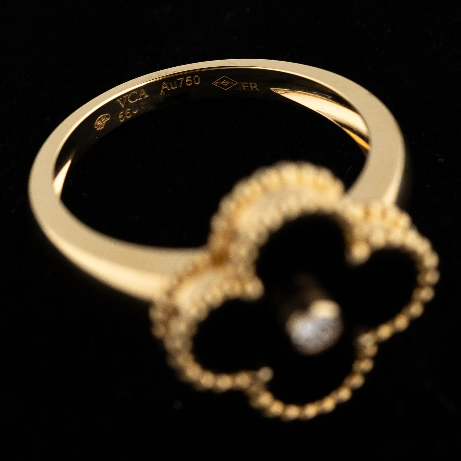 Vintage Alhambra Ring 1PD 56 750YG Onyx - Image 2