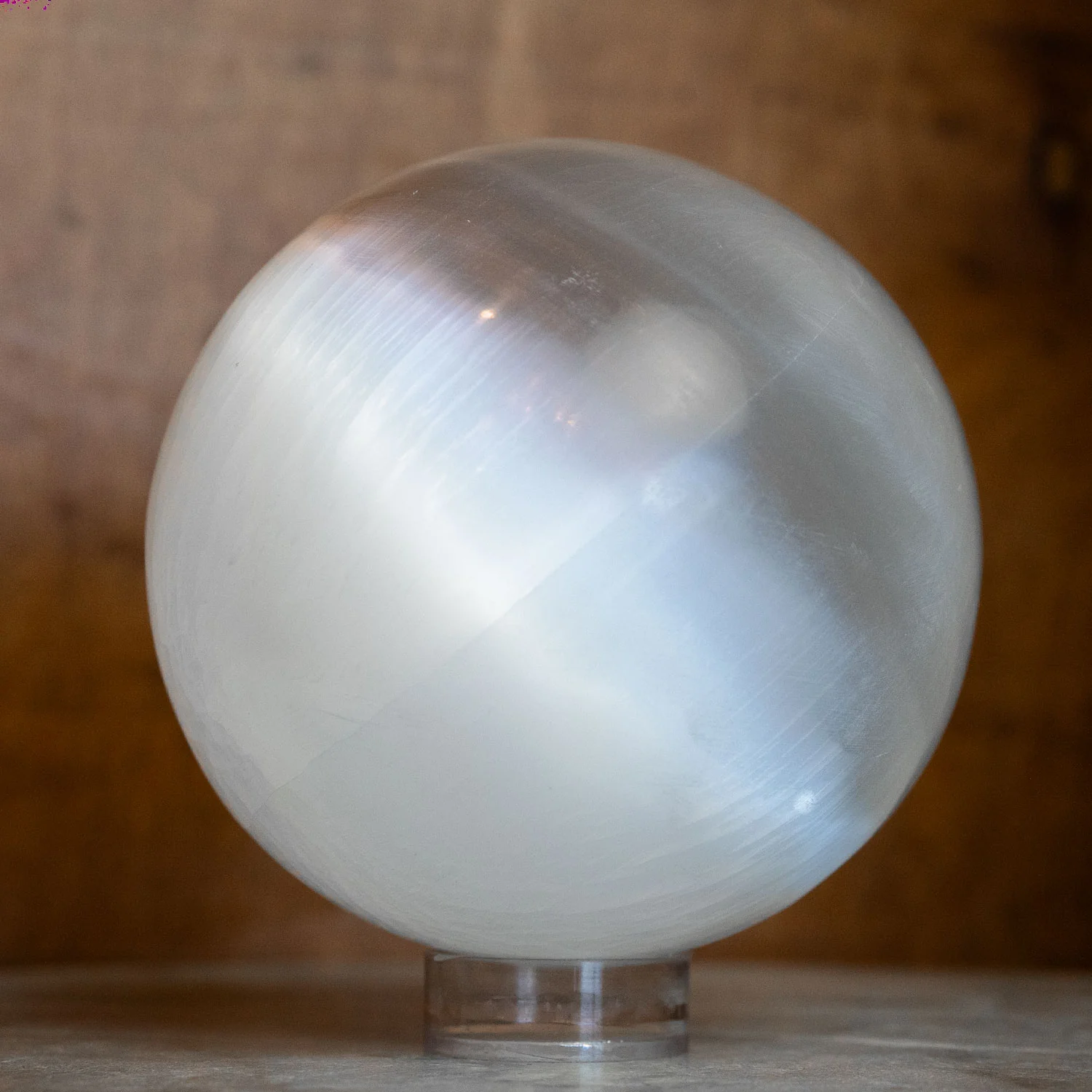 White Selenite Sphere- 4 in. - Morocco - Image 3